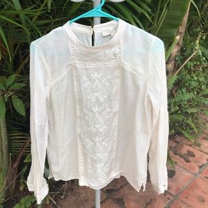 LOFT White Embroidered Blouse